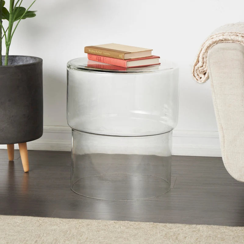 Moderner Akzenttisch aus Glas – Klar oder Rot – Roche River Decor