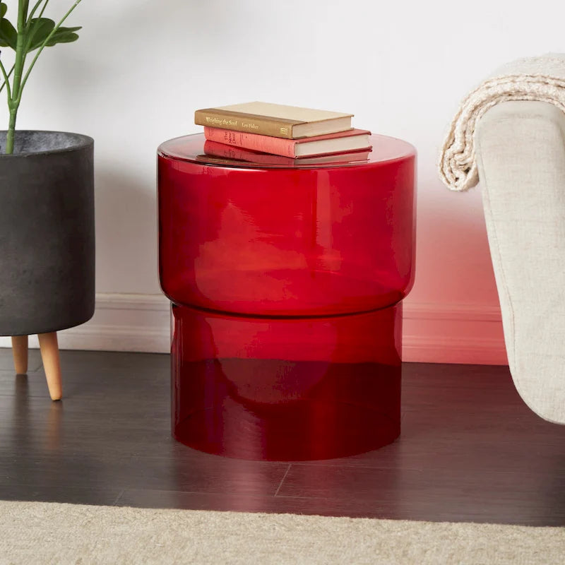 Moderner Akzenttisch aus Glas – Klar oder Rot – Roche River Decor