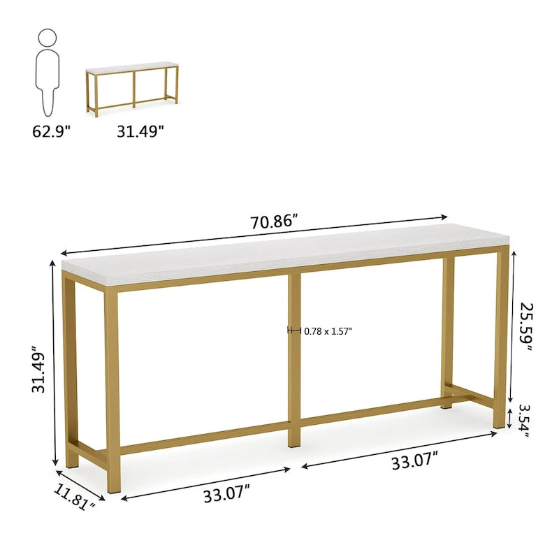70.9 Zoll extra langer Konsolentisch hinter Sofa Couch, schmaler Flurtisch