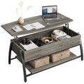 Couchtisch mit Hebeplatte, ovaler Holztisch mit versteckten Ablagefächern – 105,4 cm