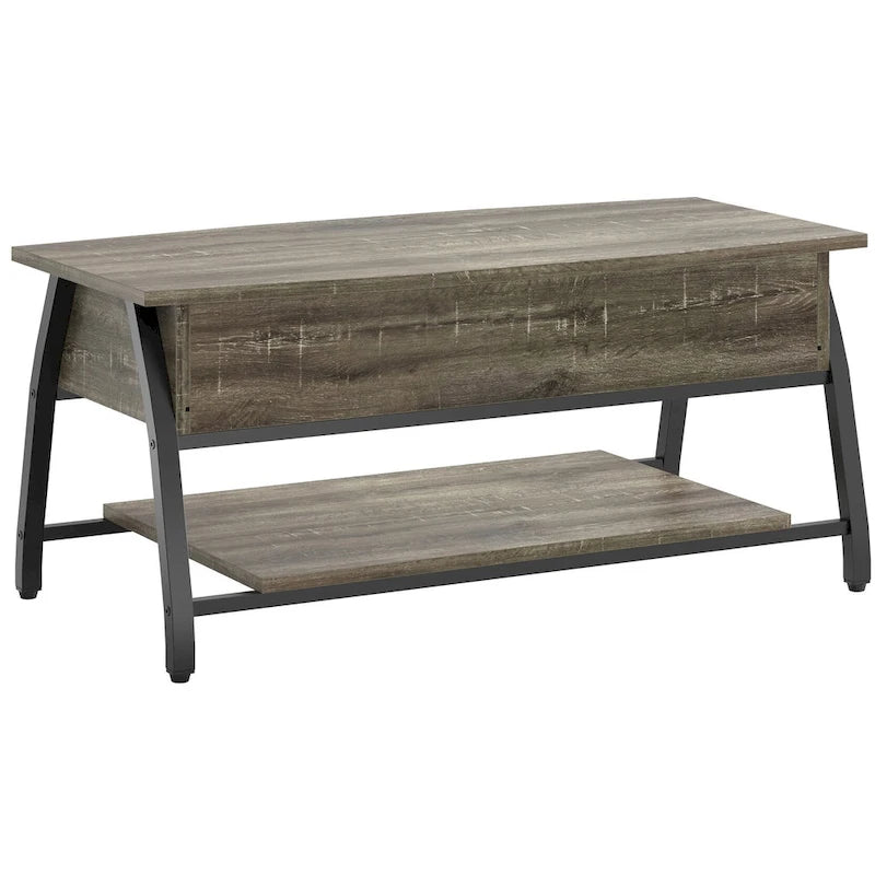 Couchtisch mit Hebeplatte, ovaler Holztisch mit versteckten Ablagefächern – 105,4 cm