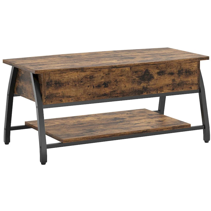 Couchtisch mit Hebeplatte, ovaler Holztisch mit versteckten Ablagefächern – 105,4 cm