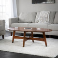 SEI Furniture Rhoda ovaler Couchtisch im Mid-Century-Modern-Stil aus Holz