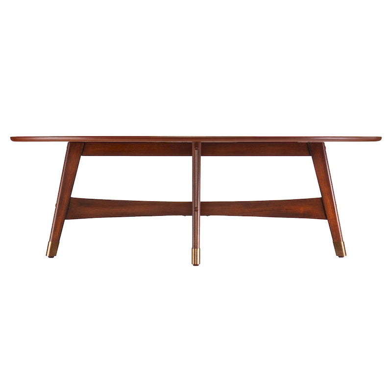 SEI Furniture Rhoda ovaler Couchtisch im Mid-Century-Modern-Stil aus Holz