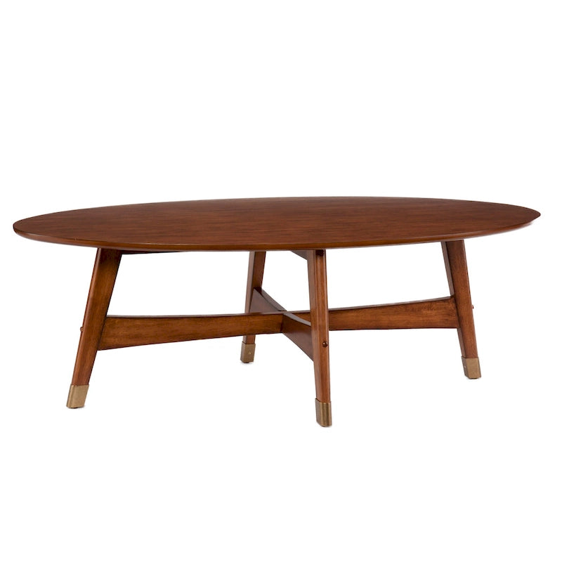 SEI Furniture Rhoda ovaler Couchtisch im Mid-Century-Modern-Stil aus Holz