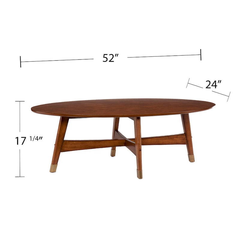 SEI Furniture Rhoda ovaler Couchtisch im Mid-Century-Modern-Stil aus Holz