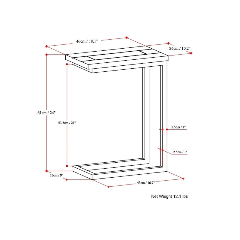 WYNDENHALL Rhonda Beistelltisch, 45,7 cm breit, massives Metall, Industrie-Design, C-Form – 45,7 B x 25,4 T x 61 H cm