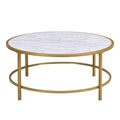Carolina Living Verazano Couchtisch mit Kunstmarmorplatte, rund, 91 cm – Gold