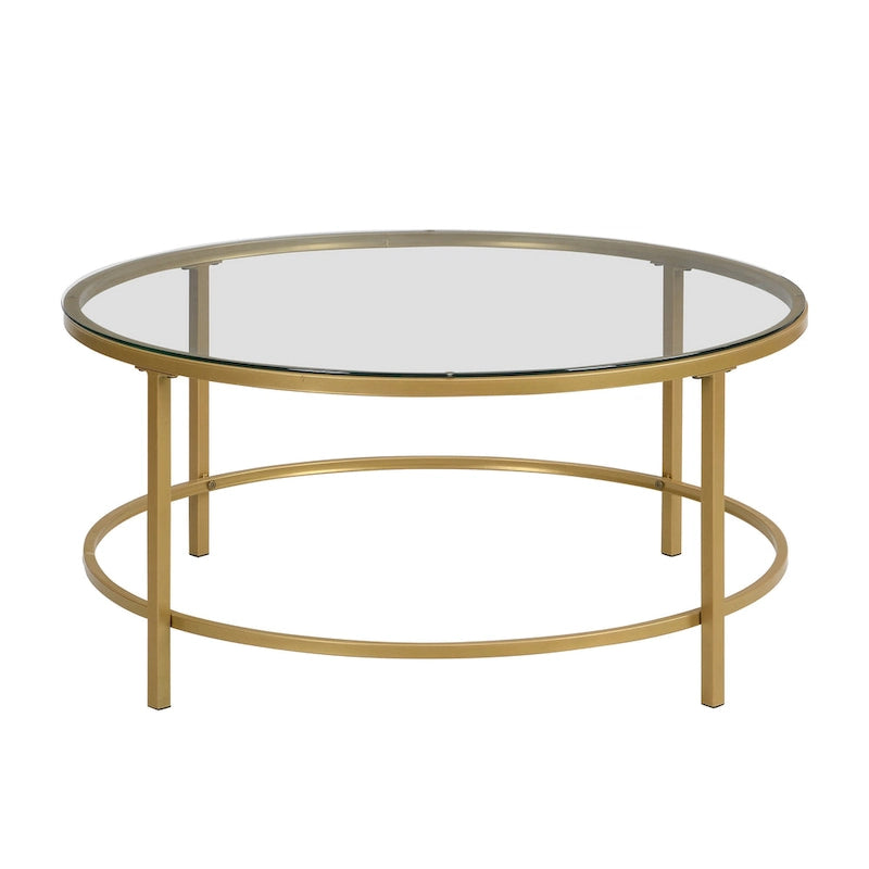 Carolina Living Verazano Couchtisch mit Kunstmarmorplatte, rund, 91 cm – Gold