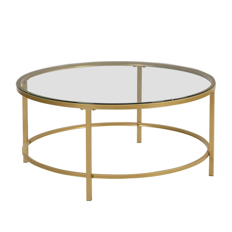 Carolina Living Verazano Couchtisch mit Kunstmarmorplatte, rund, 91 cm – Gold