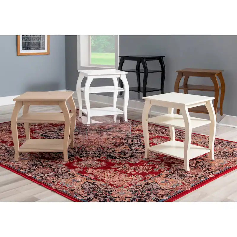 Ingrid Wood Farmhouse Beistelltisch mit 2 Ablagen