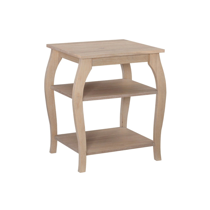 Ingrid Wood Farmhouse Beistelltisch mit 2 Ablagen