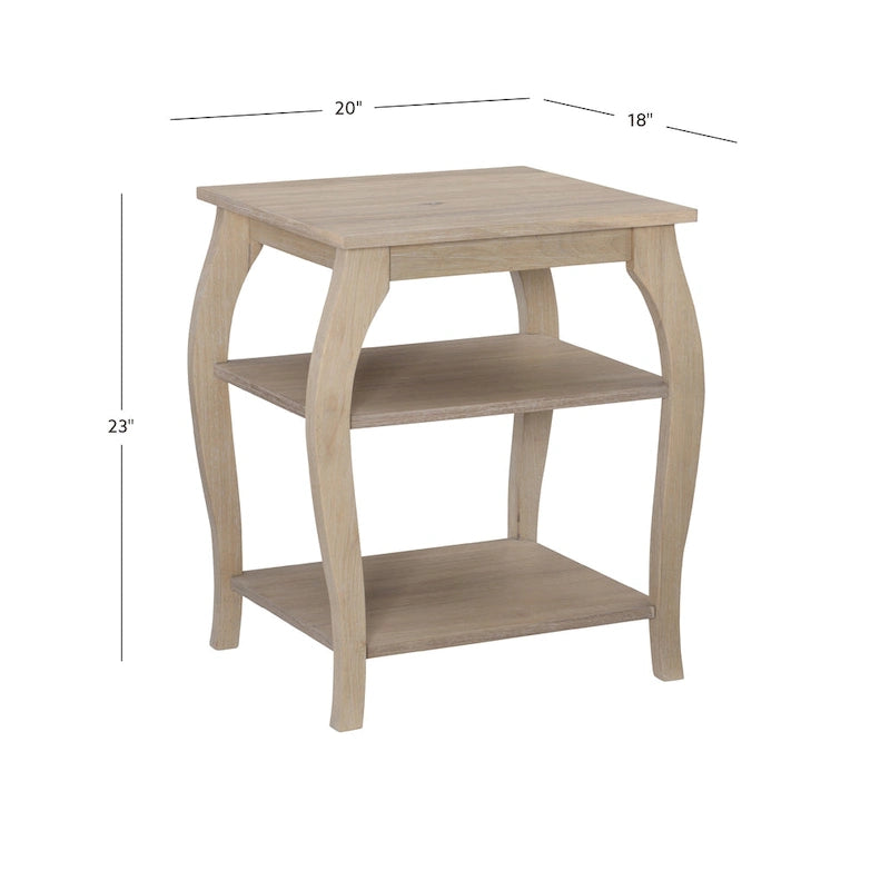 Ingrid Wood Farmhouse Beistelltisch mit 2 Ablagen