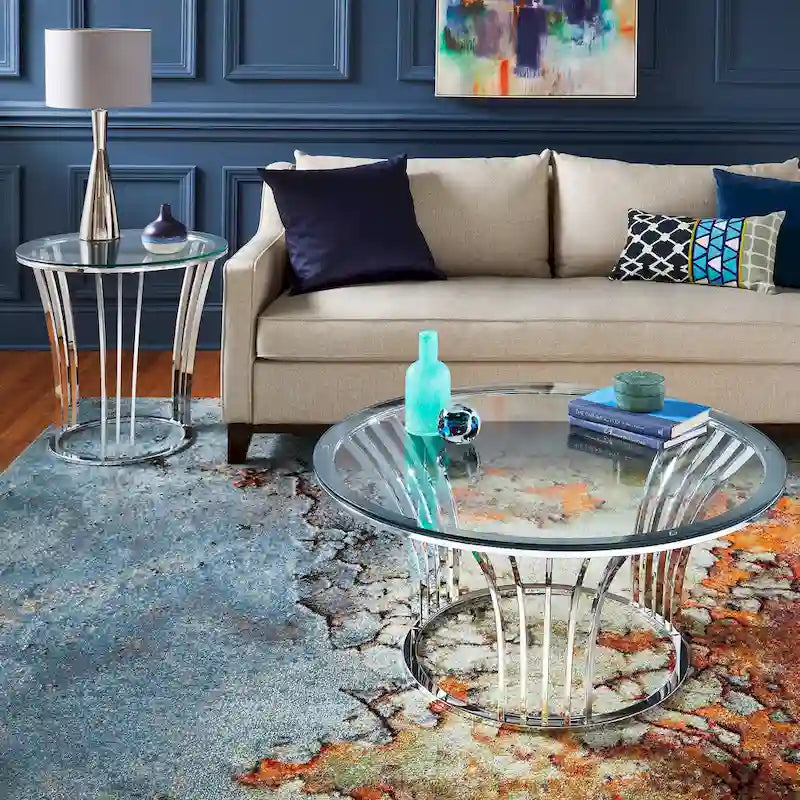 Cottbus Couchtisch mit Glasplatte und Chromfinish von iNSPIRE Q Bold
