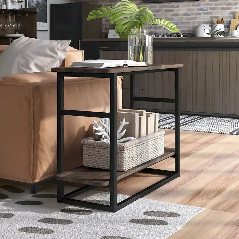 DH BASIC Urban Oak 32 Zoll langer Beistelltisch mit unterem Regal von Denhour