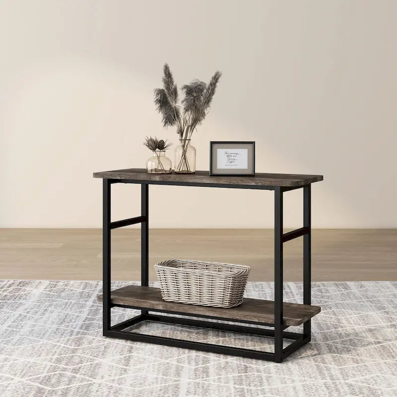 DH BASIC Urban Oak 32 Zoll langer Beistelltisch mit unterem Regal von Denhour