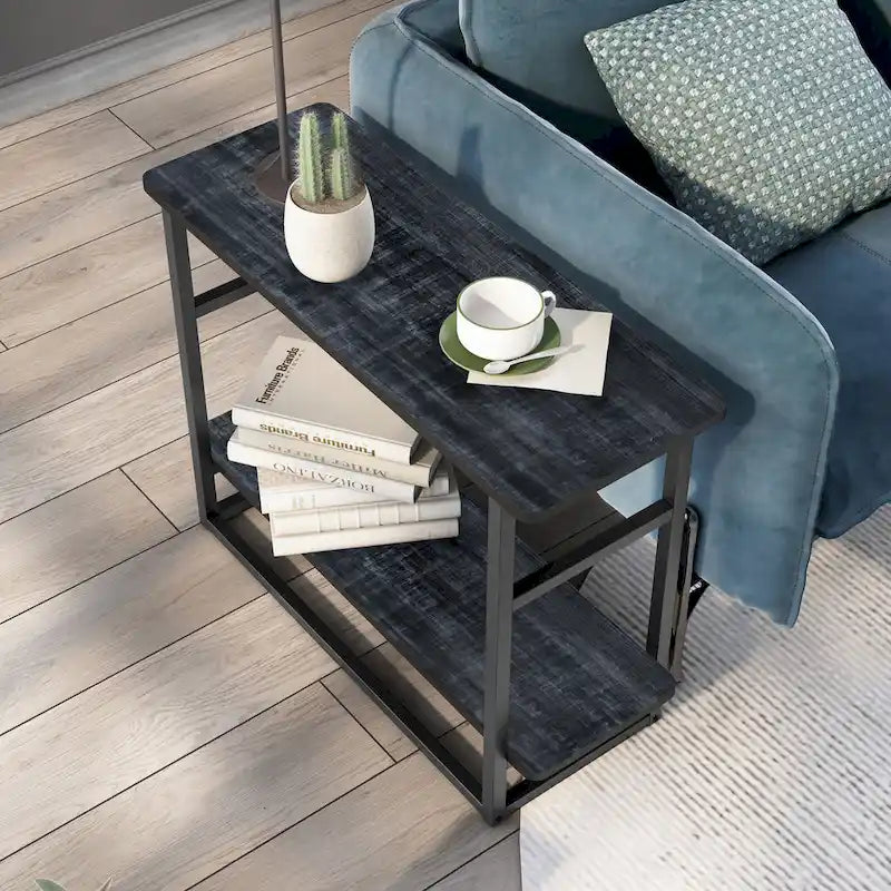 DH BASIC Urban Oak 32 Zoll langer Beistelltisch mit unterem Regal von Denhour