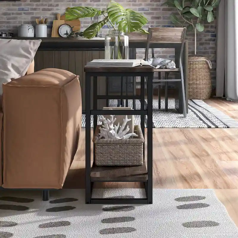 DH BASIC Urban Oak 32 Zoll langer Beistelltisch mit unterem Regal von Denhour