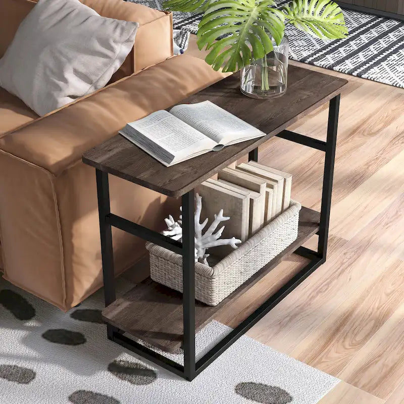DH BASIC Urban Oak 32 Zoll langer Beistelltisch mit unterem Regal von Denhour