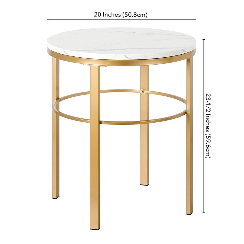 Gaia 20 Breiter runder Beistelltisch mit Kunstmarmorplatte