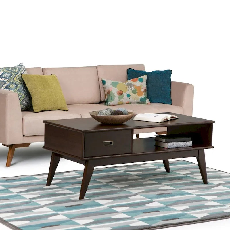 WYNDENHALL Tierney Couchtisch aus massivem Hartholz, 122 cm breit, rechteckig, Mid-Century Modern – 122 B x 56 T x 51 H cm