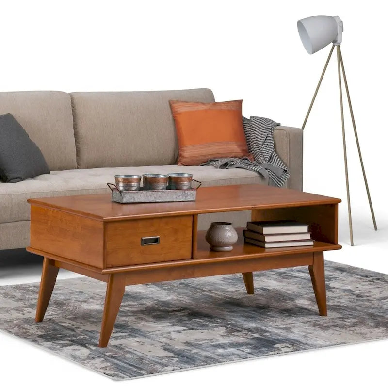 WYNDENHALL Tierney Couchtisch aus massivem Hartholz, 122 cm breit, rechteckig, Mid-Century Modern – 122 B x 56 T x 51 H cm