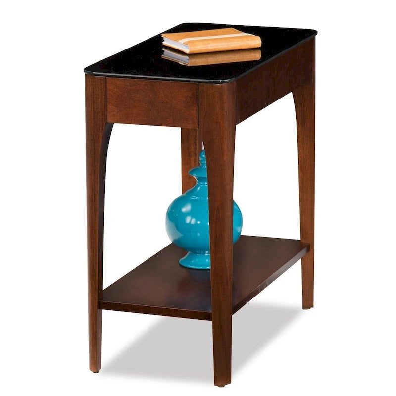 Copper Grove Hemer Beistelltisch schmal mit schwarzer Glasplatte