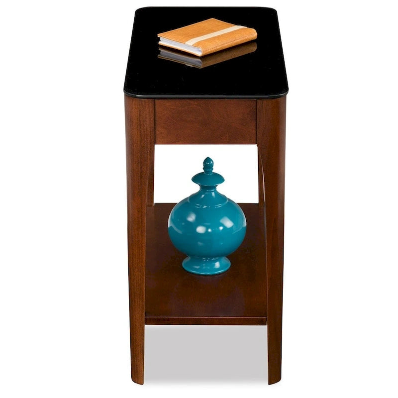 Copper Grove Hemer Beistelltisch schmal mit schwarzer Glasplatte
