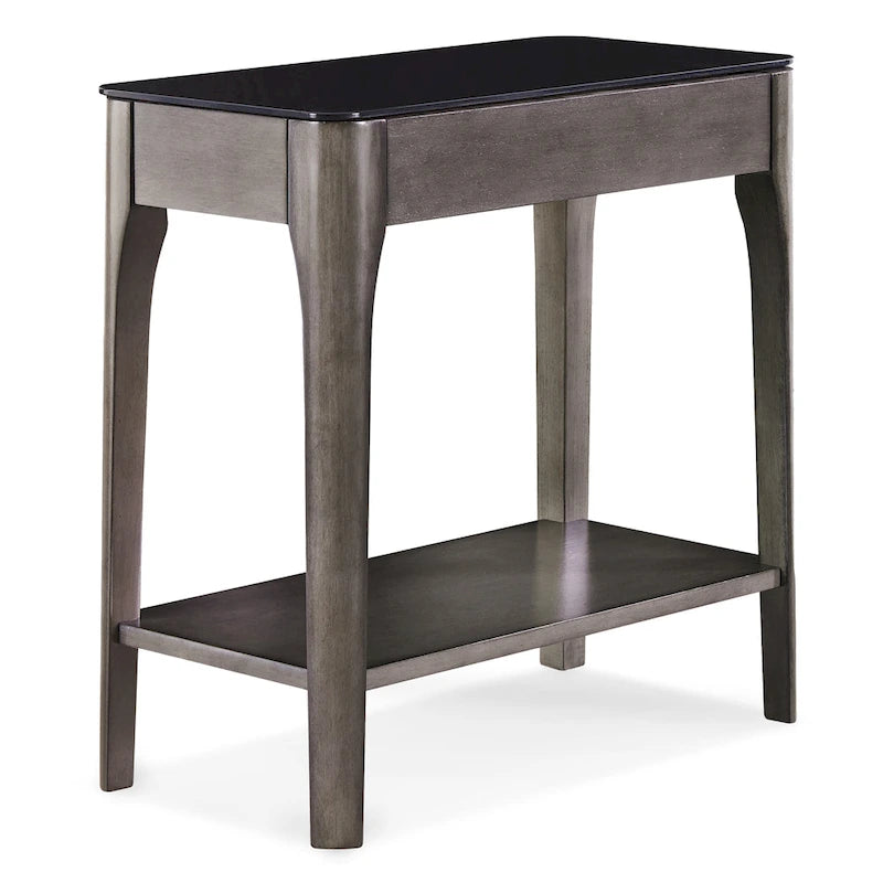 Copper Grove Hemer Beistelltisch schmal mit schwarzer Glasplatte