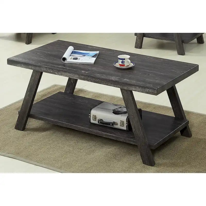 Roundhill Furniture Athens Zeitgenössisches 3-teiliges Tischset mit Regalen aus repliziertem Holz