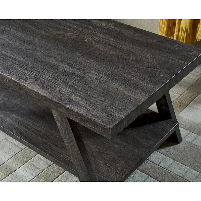 Roundhill Furniture Athens Zeitgenössisches 3-teiliges Tischset mit Regalen aus repliziertem Holz