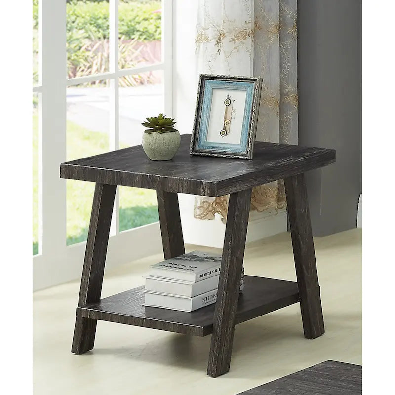 Roundhill Furniture Athens Zeitgenössisches 3-teiliges Tischset mit Regalen aus repliziertem Holz