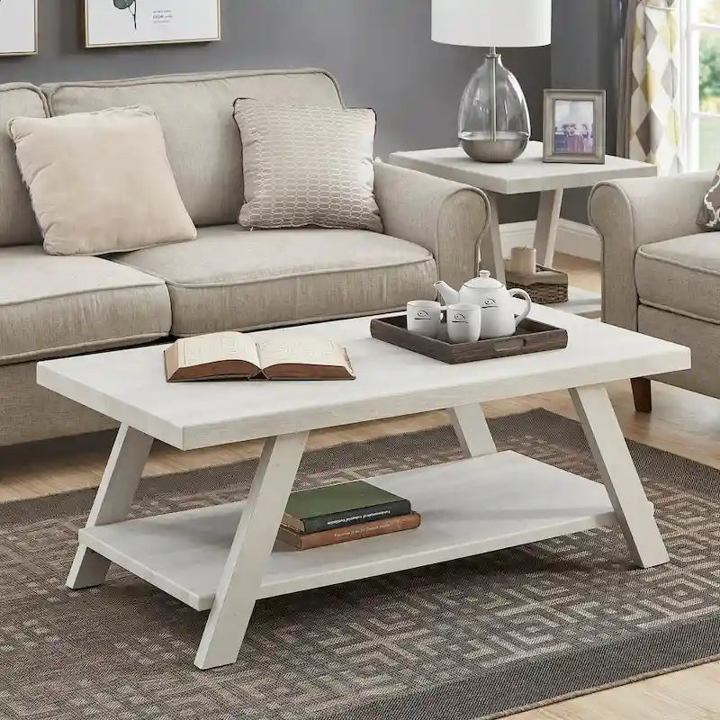 Roundhill Furniture Athens Zeitgenössisches 3-teiliges Tischset mit Regalen aus repliziertem Holz