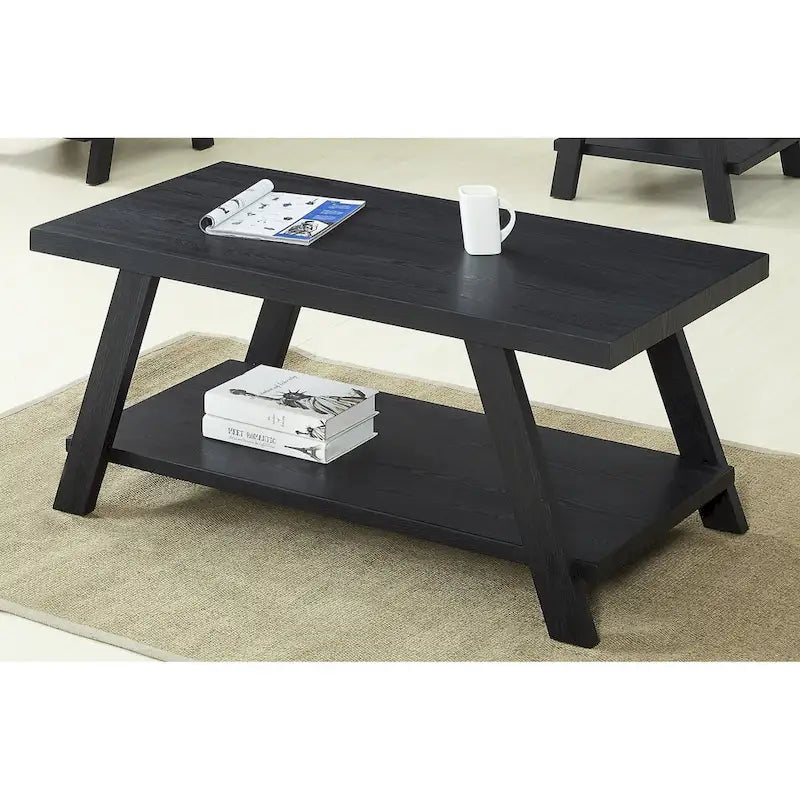 Roundhill Furniture Athens Zeitgenössisches 3-teiliges Tischset mit Regalen aus repliziertem Holz