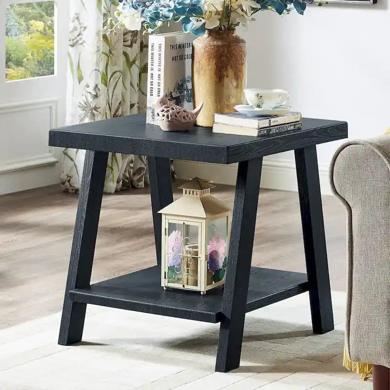 Roundhill Furniture Athens Zeitgenössisches 3-teiliges Tischset mit Regalen aus repliziertem Holz