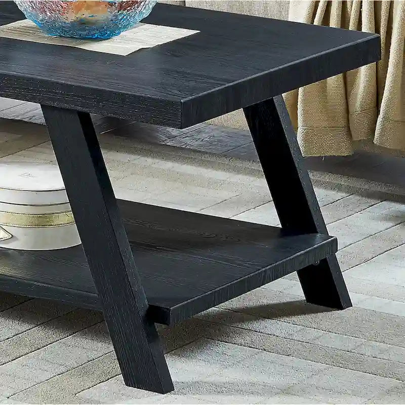 Roundhill Furniture Athens Zeitgenössisches 3-teiliges Tischset mit Regalen aus repliziertem Holz