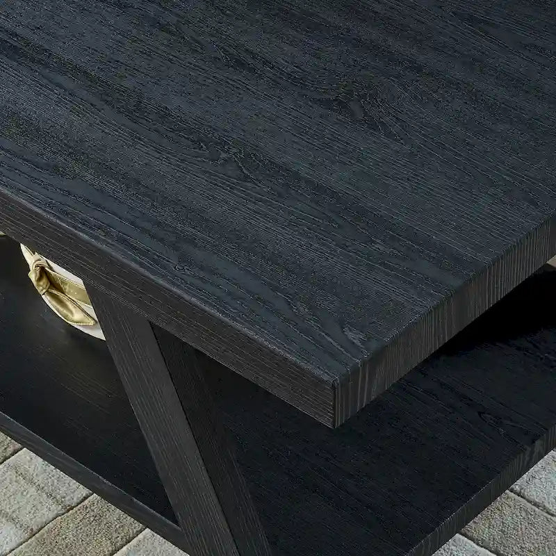 Roundhill Furniture Athens Zeitgenössisches 3-teiliges Tischset mit Regalen aus repliziertem Holz