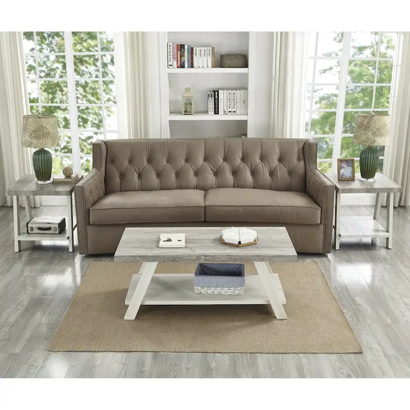 Roundhill Furniture Athens Zeitgenössisches 3-teiliges Tischset mit Regalen aus repliziertem Holz