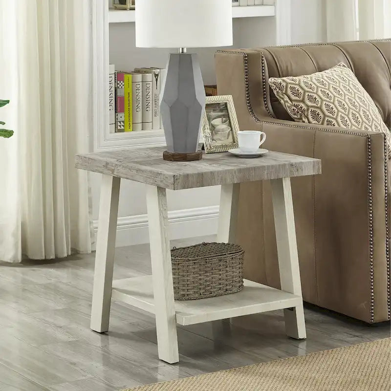 Roundhill Furniture Athens Zeitgenössisches 3-teiliges Tischset mit Regalen aus repliziertem Holz