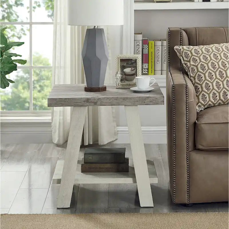 Roundhill Furniture Athens Zeitgenössisches 3-teiliges Tischset mit Regalen aus repliziertem Holz