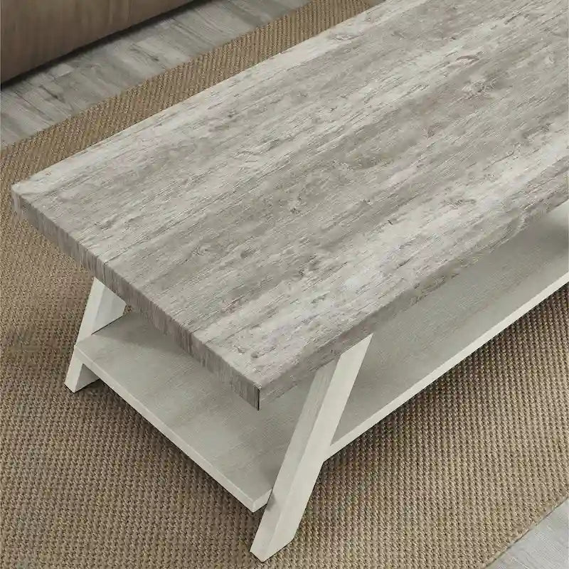 Roundhill Furniture Athens Zeitgenössisches 3-teiliges Tischset mit Regalen aus repliziertem Holz
