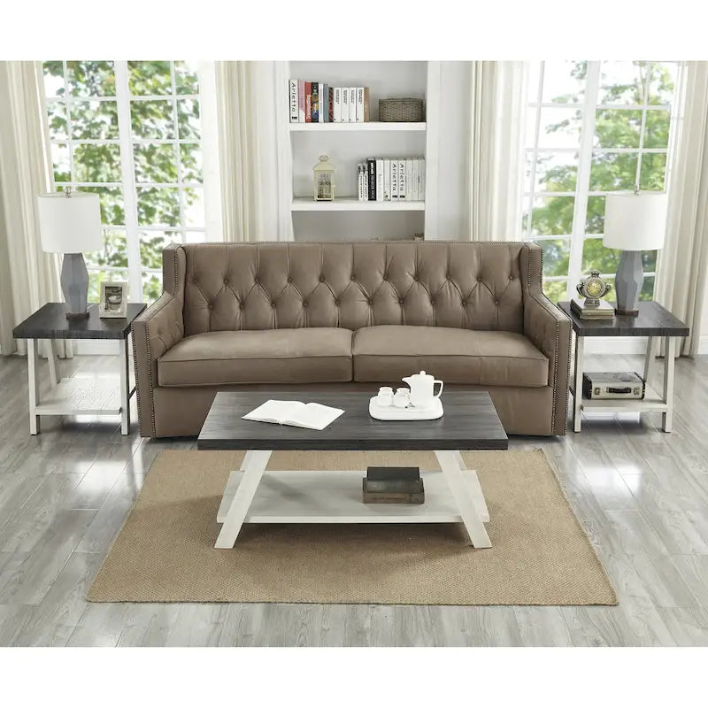 Roundhill Furniture Athens Zeitgenössisches 3-teiliges Tischset mit Regalen aus repliziertem Holz