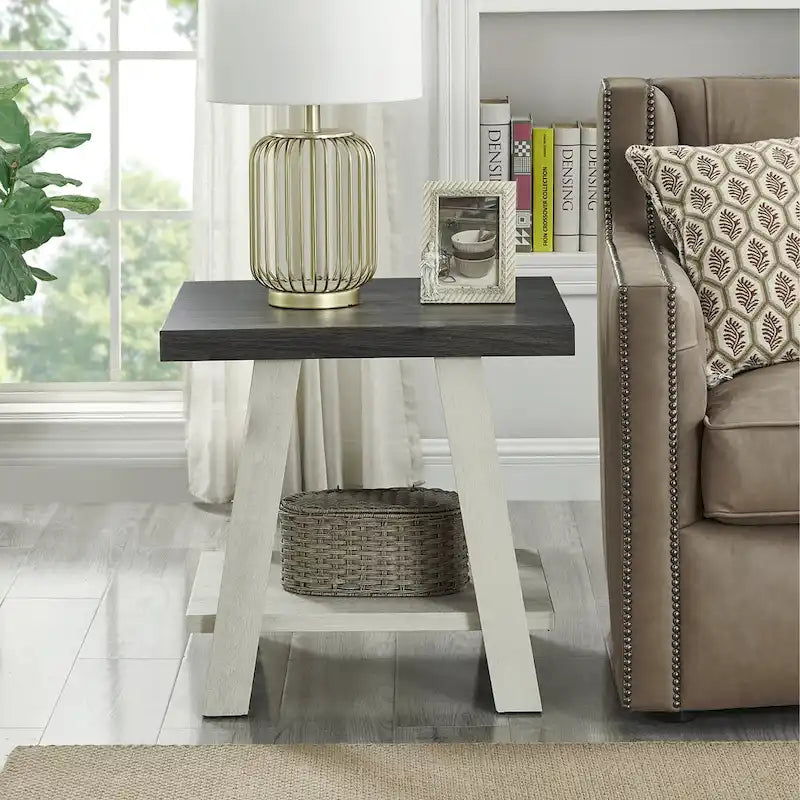 Roundhill Furniture Athens Zeitgenössisches 3-teiliges Tischset mit Regalen aus repliziertem Holz