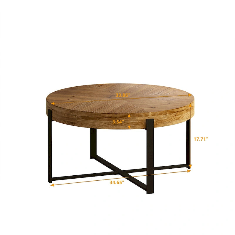 Moderner Retro-Runder Couchtisch mit Spleißung