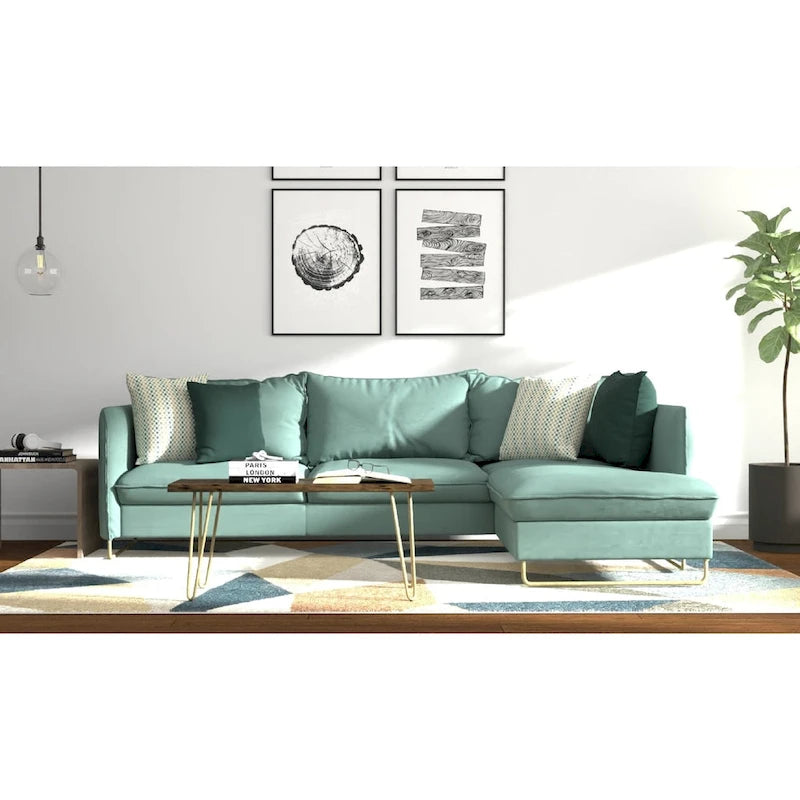 Carolina Living Seti Live Edge Couchtisch/Bank – Ulmenplatte – Goldfuß