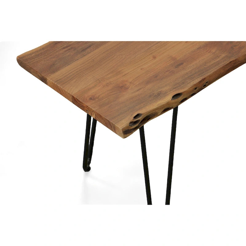 Carolina Living Seti Live Edge Couchtisch/Bank – Ulmenplatte – Goldfuß
