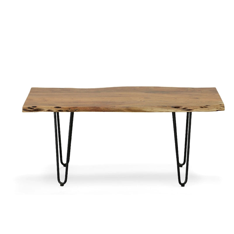 Carolina Living Seti Live Edge Couchtisch/Bank – Ulmenplatte – Goldfuß