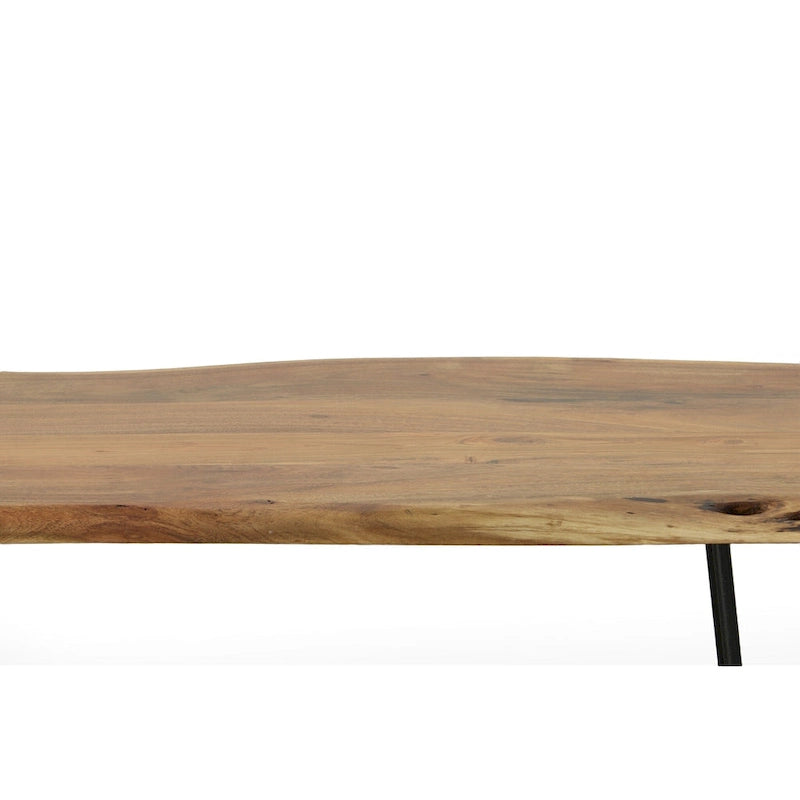 Carolina Living Seti Live Edge Couchtisch/Bank – Ulmenplatte – Goldfuß