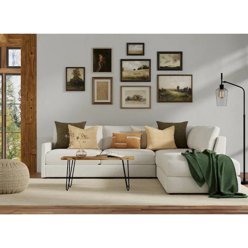 Carolina Living Seti Live Edge Couchtisch/Bank – Ulmenplatte – Goldfuß