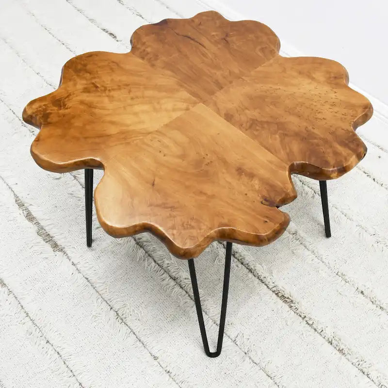 Greenage Live Edge Couchtisch mit 4 Platten und Haarnadelbeinen